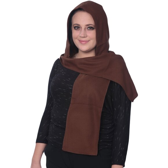 New Fleece Hooded Scarf Warm & Comfortable One Size Fits Most 7 Colors 4674